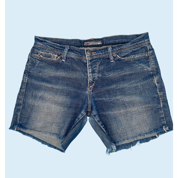 JOE'S BUTTONFLY BLUE DENIM CUTOFF JEANS SHORTS W/ FRAYED HEM - 30 MADE IN USA! - Picture 2 of 4